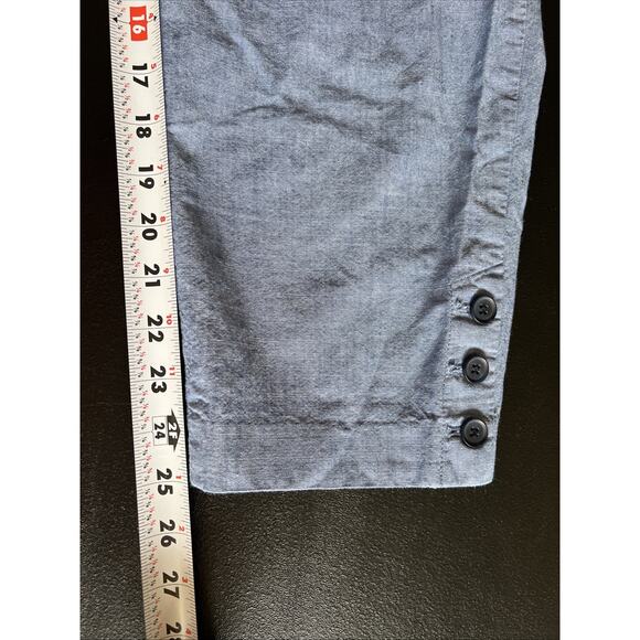 Talbots Capri Pants Women's 12 Perfect Crop Blue Cotton Chambray Coastal Beachy - Picture 8 of 8